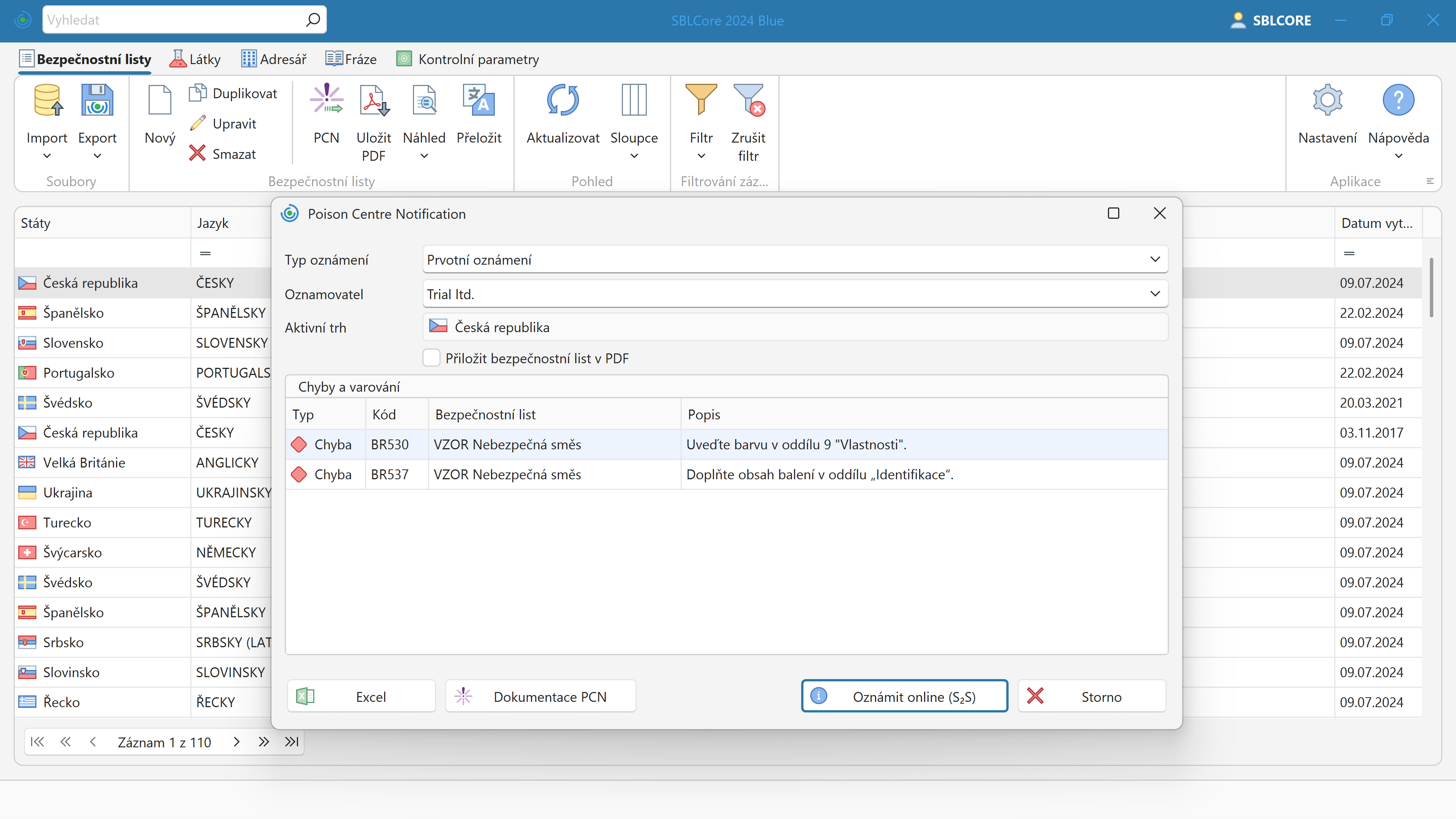 PCN hlášení a UFI kód