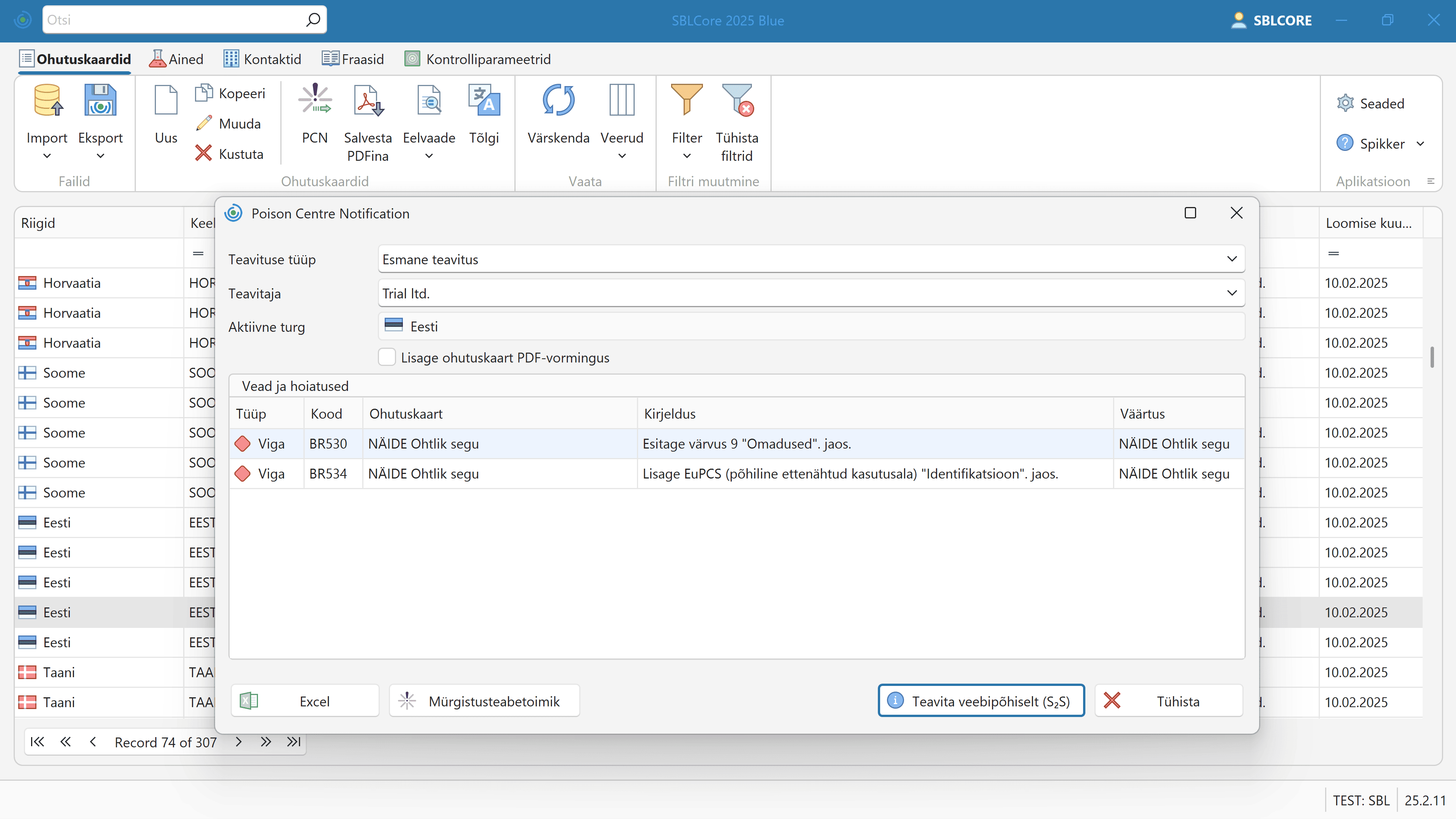 PCN-teatamine ja UFI-kood