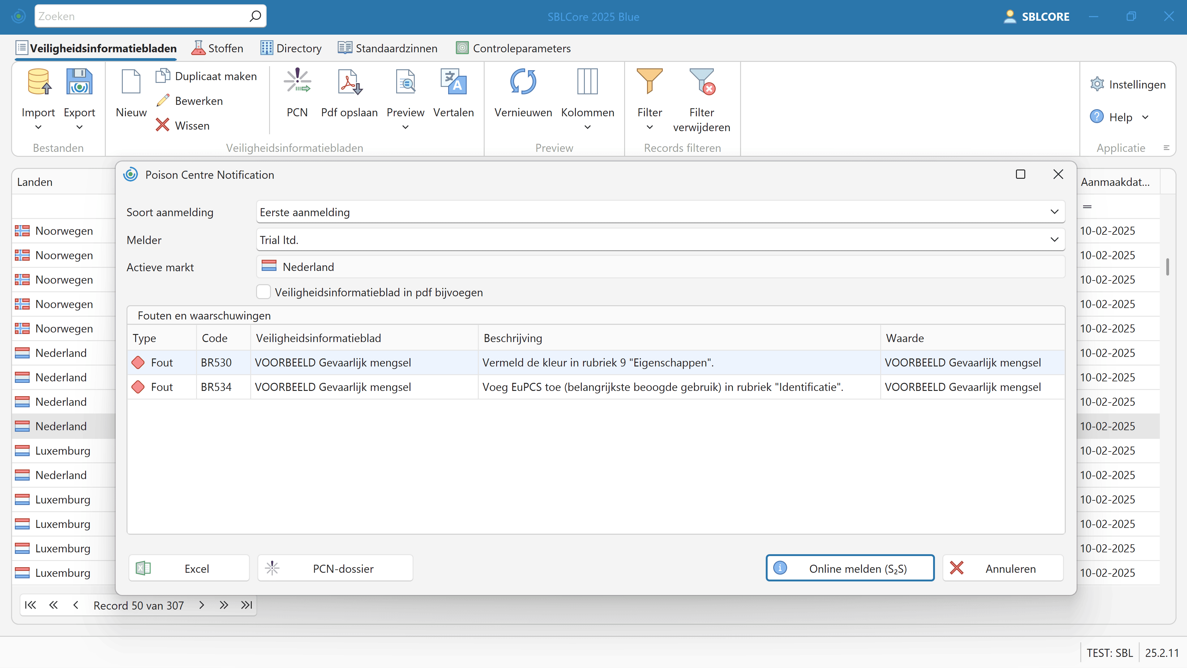 PCN-melding en UFI-code