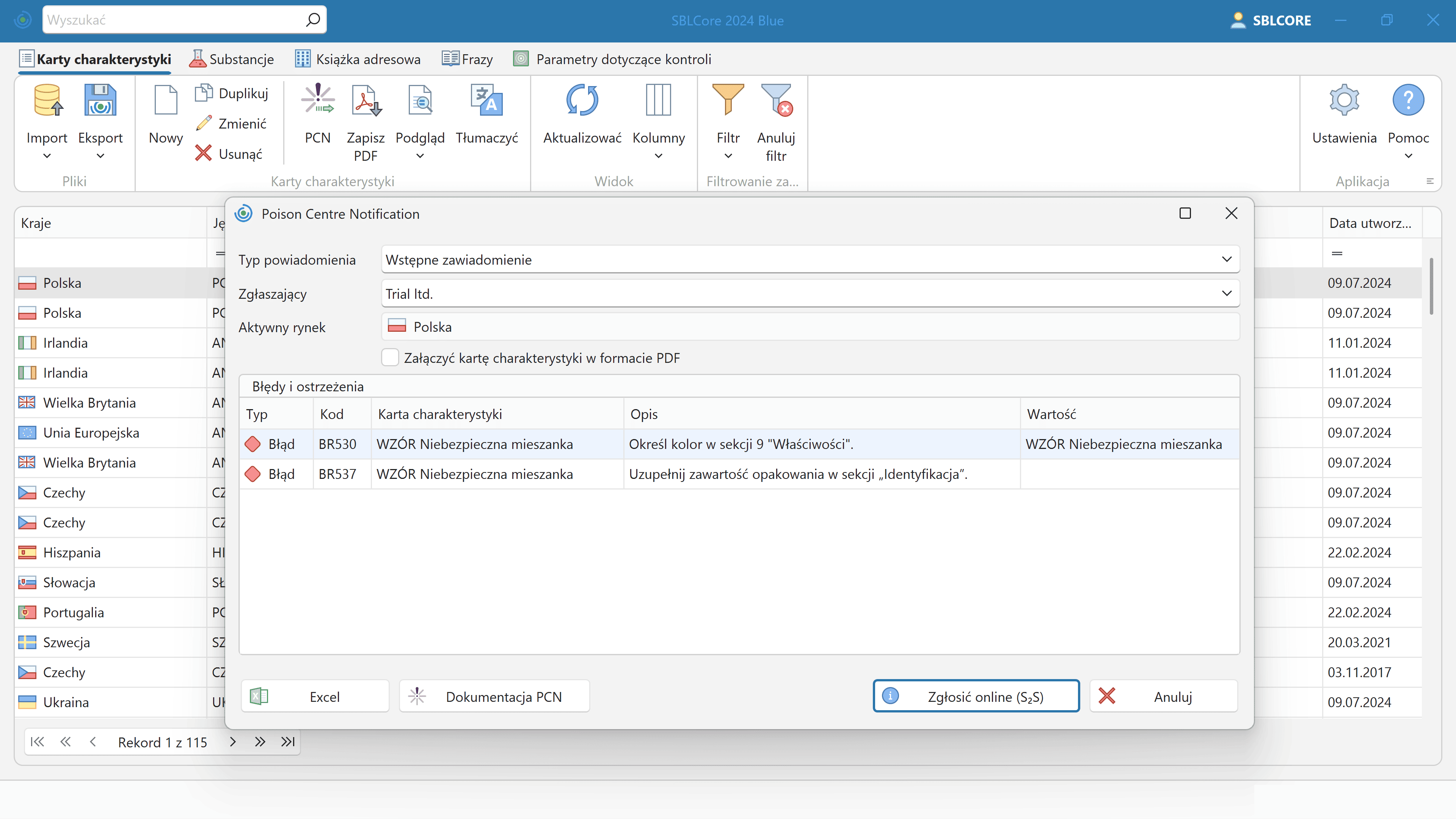 Zgłoszenie PCN i kod UFI