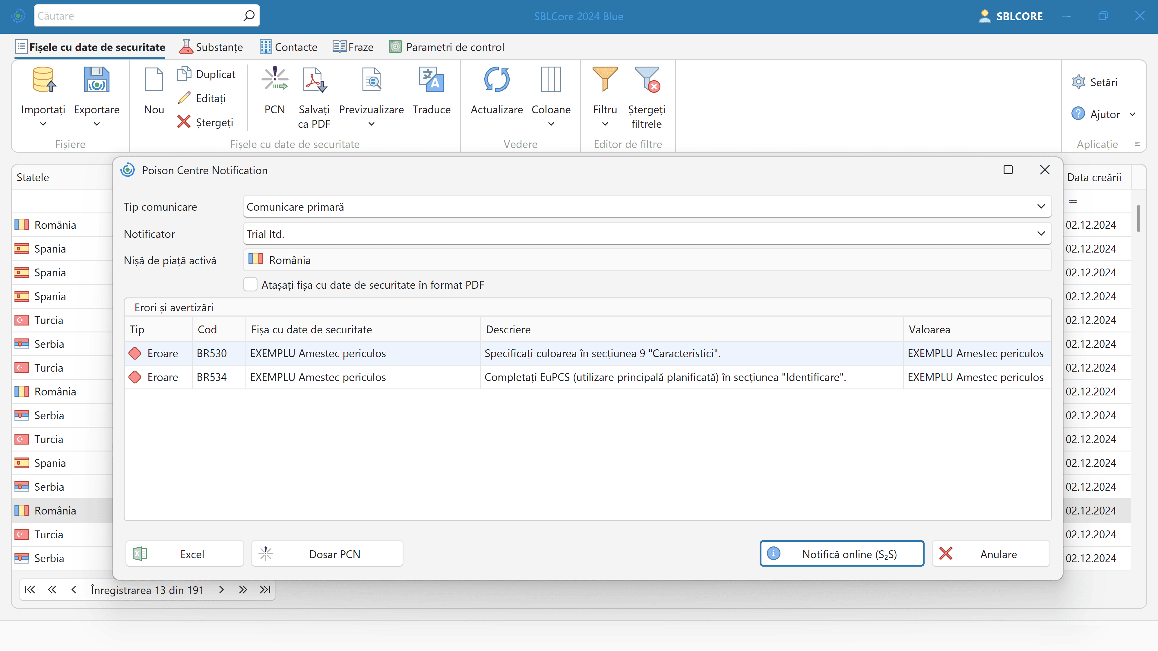 Notificare PCN și cod UFI